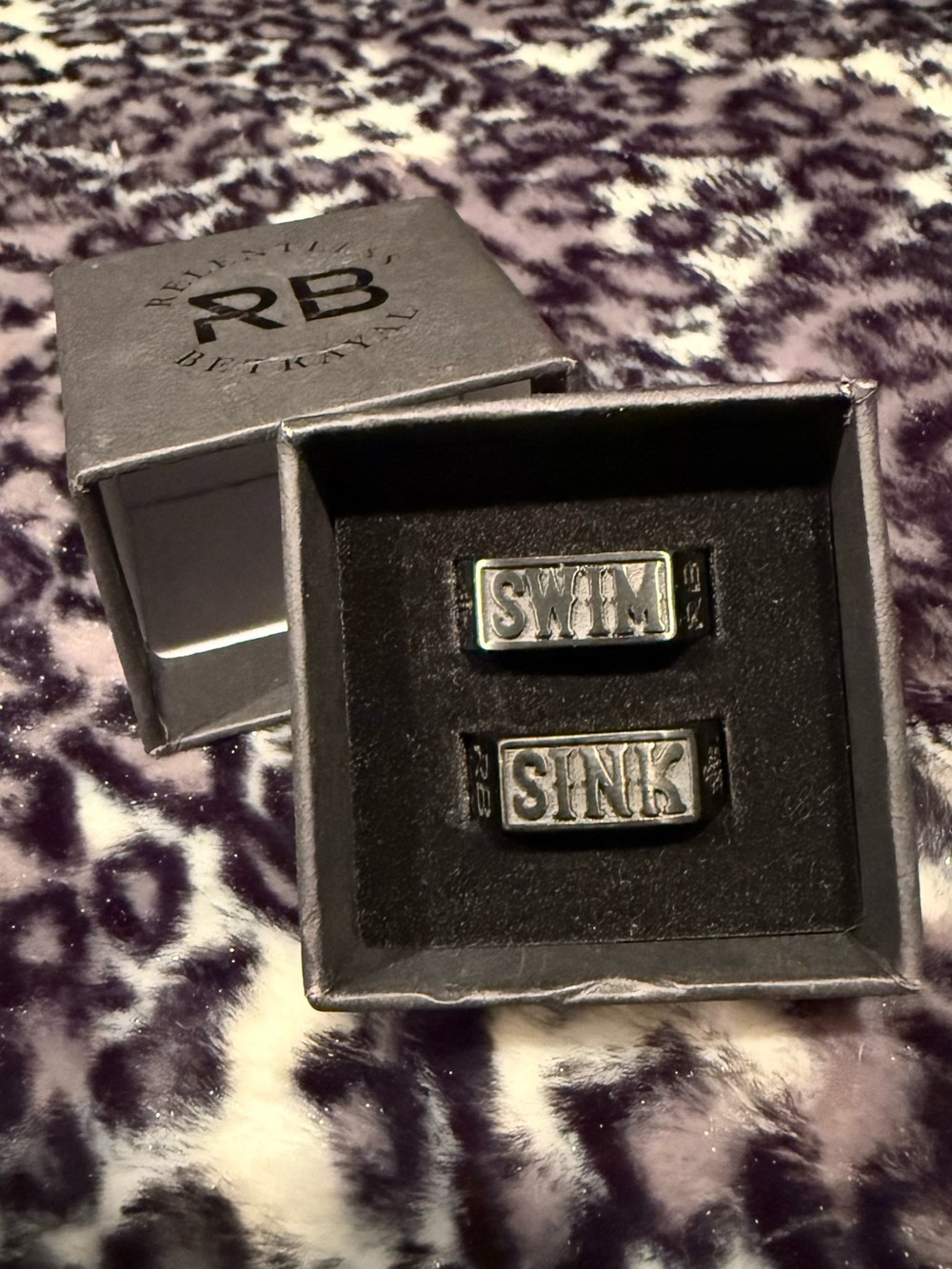 Silver 'SWIM' and 'SINK' Engraved Cufflinks